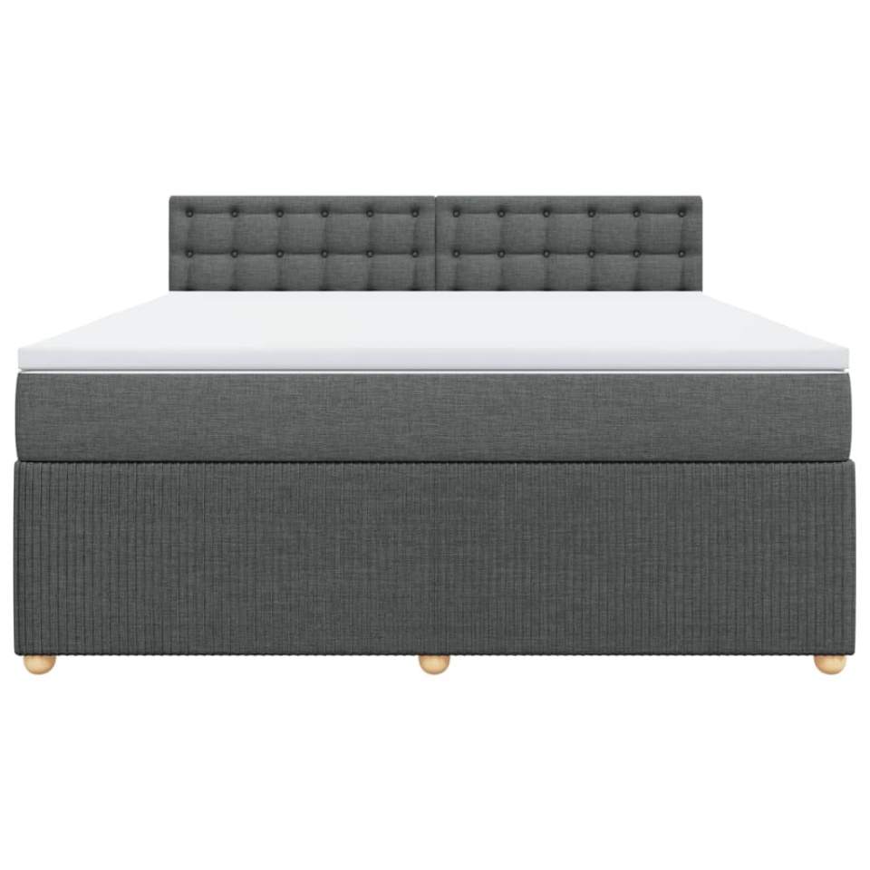 Pat box spring cu saltea, gri închis, 180x200 cm, textil - 3 | YEO