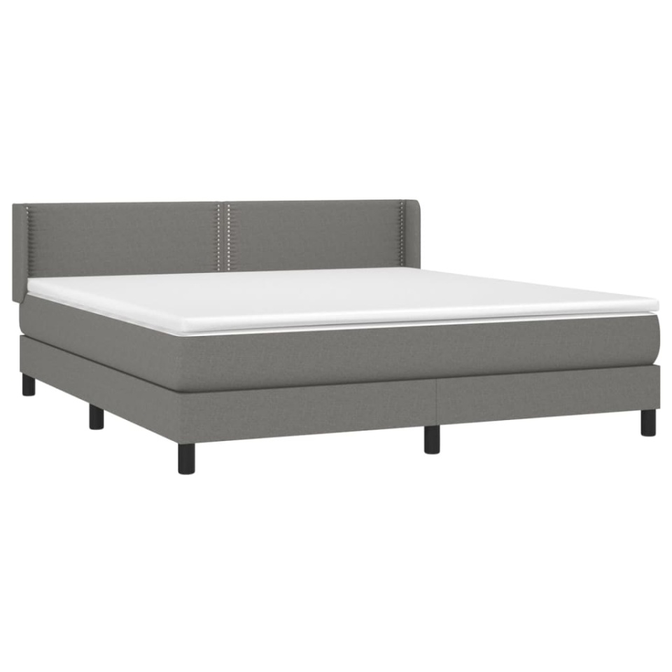 Pat box spring cu saltea, gri închis, 180x200 cm, textil - 2 | YEO