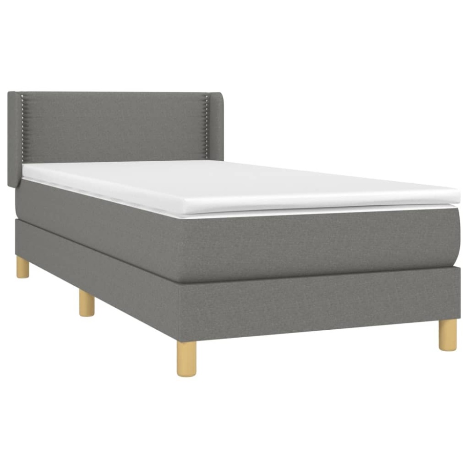 Pat box spring cu saltea, gri închis, 80x200 cm, textil - 2 | YEO