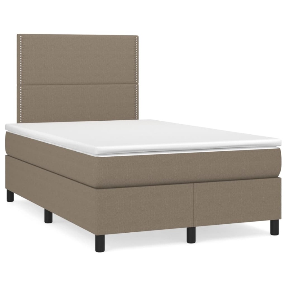 Pat box spring cu saltea, gri taupe, 120x200 cm, textil - 1 | YEO