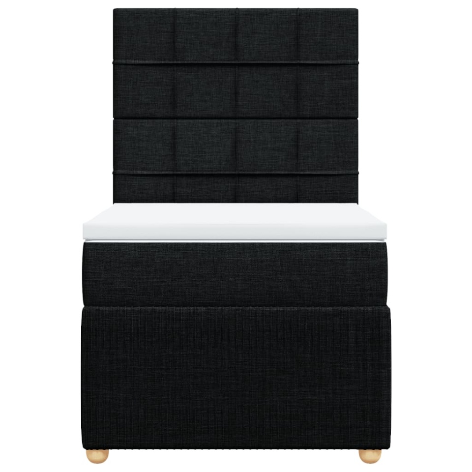 Pat box spring cu saltea, negru, 100x200 cm, textil - 4 | YEO