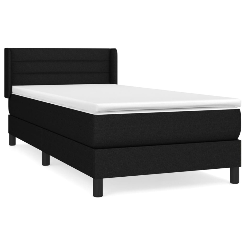 Pat box spring cu saltea, negru, 100x200 cm, textil - 1 | YEO
