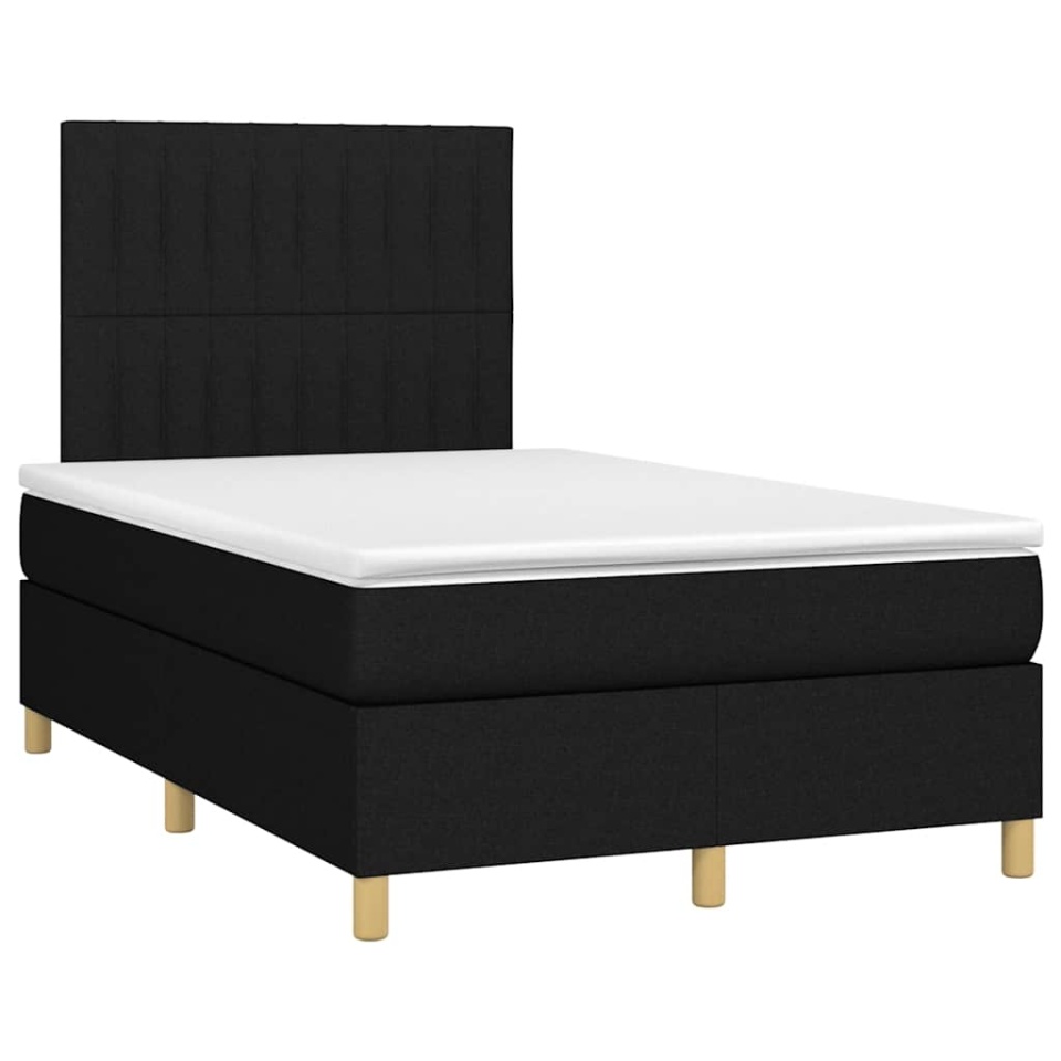 Pat box spring cu saltea, negru, 120x190 cm, catifea - 1 | YEO