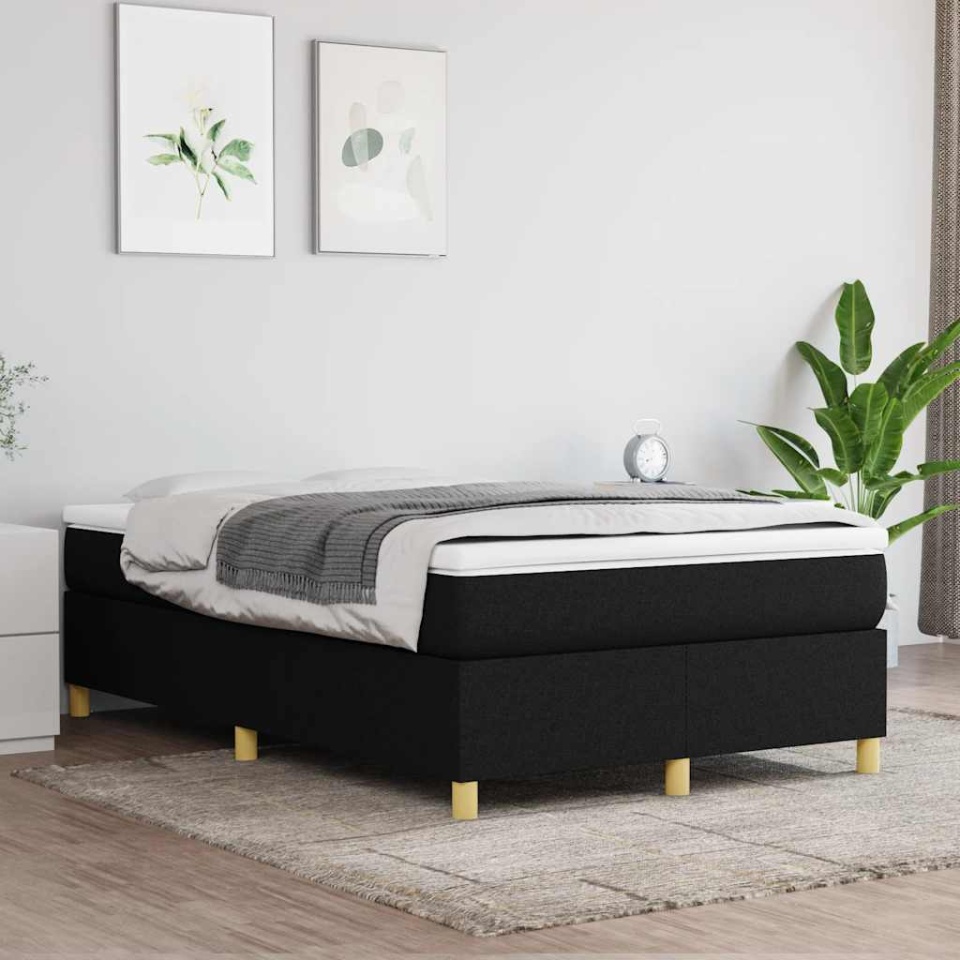 Pat box spring cu saltea, negru, 120x190 cm, catifea - 2 | YEO