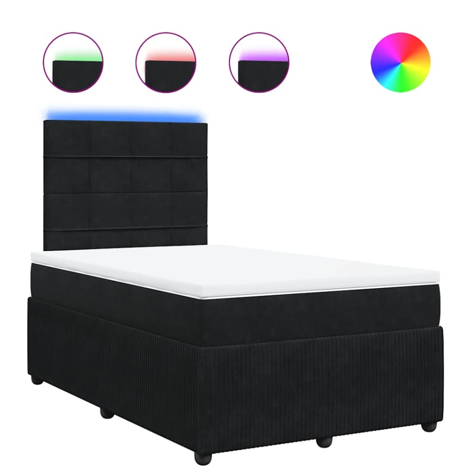 Pat box spring cu saltea, negru, 120x200 cm, catifea - 1 | YEO