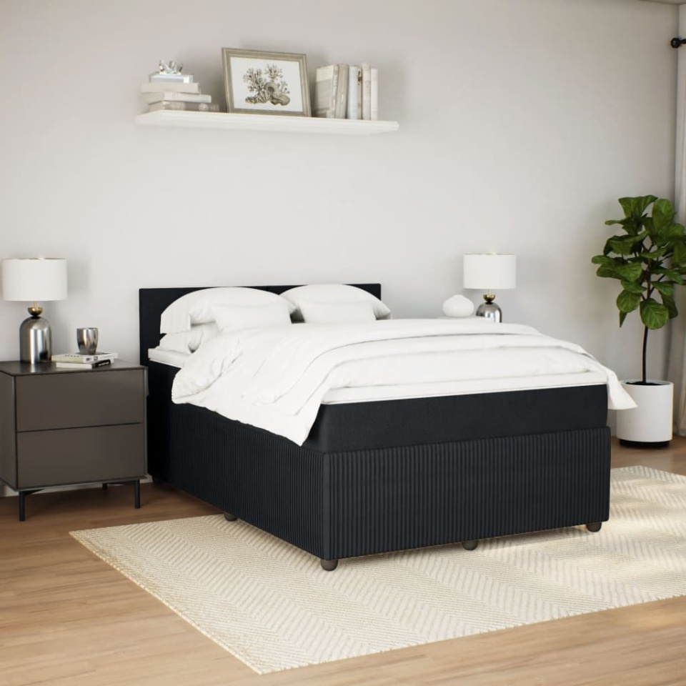 Pat box spring cu saltea, negru, 160x200 cm, catifea - 3 | YEO