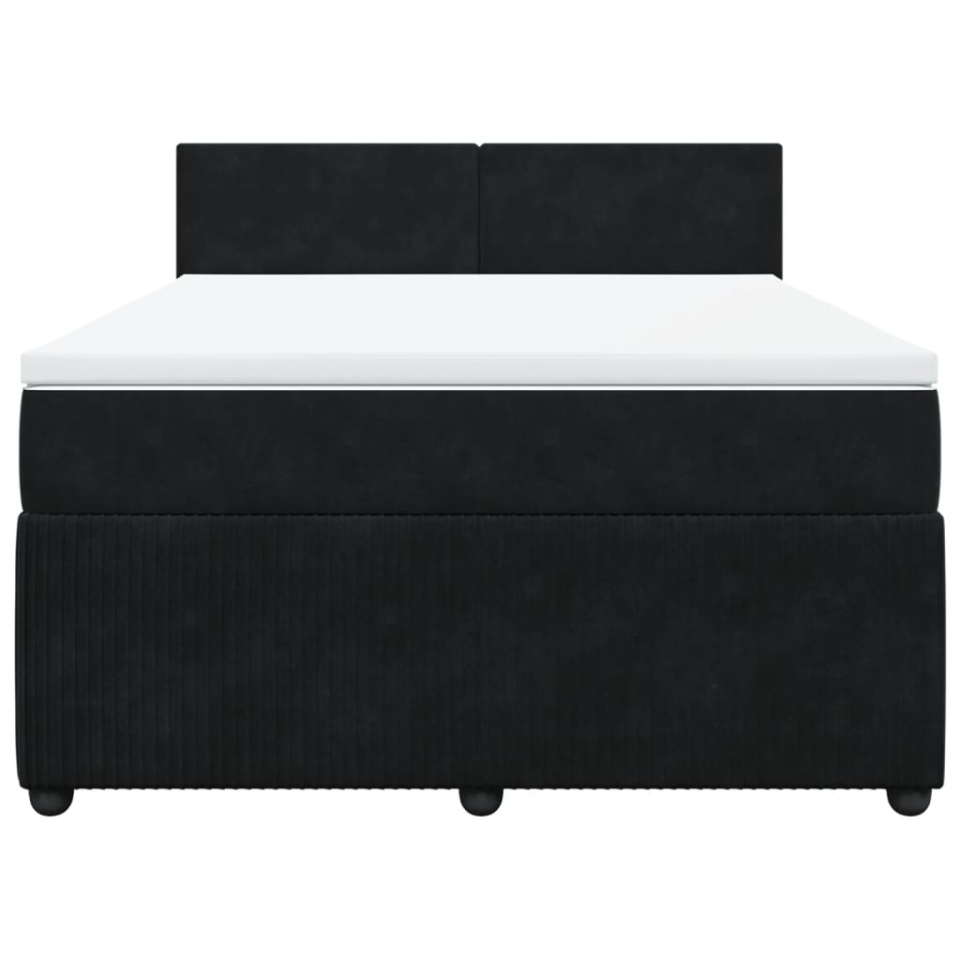 Pat box spring cu saltea, negru, 160x200 cm, catifea - 3 | YEO