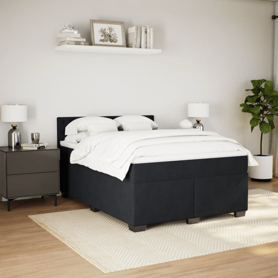 Pat box spring cu saltea, negru, 160x200 cm, catifea - 2 | YEO