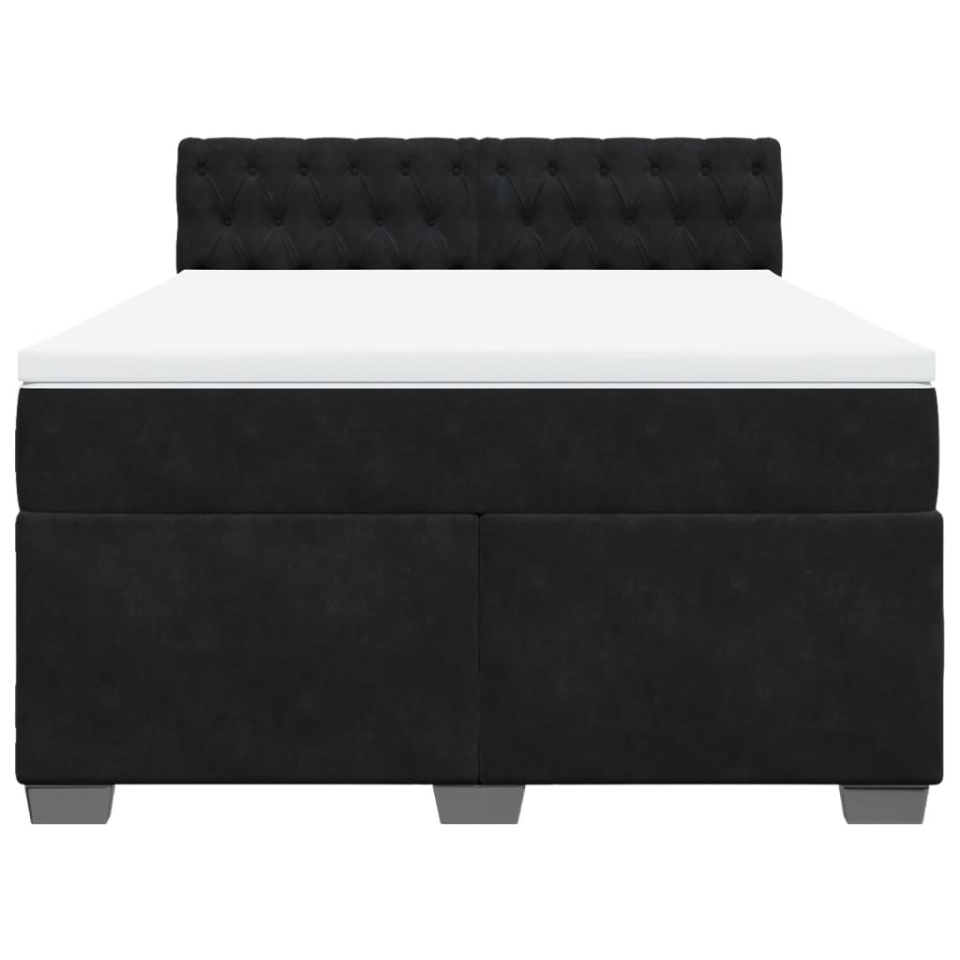 Pat box spring cu saltea, negru, 160x200 cm, catifea - 3 | YEO