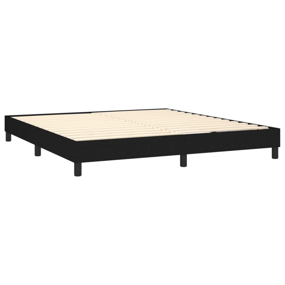 Pat box spring cu saltea, negru, 180x200 cm, material textil - 3 | YEO