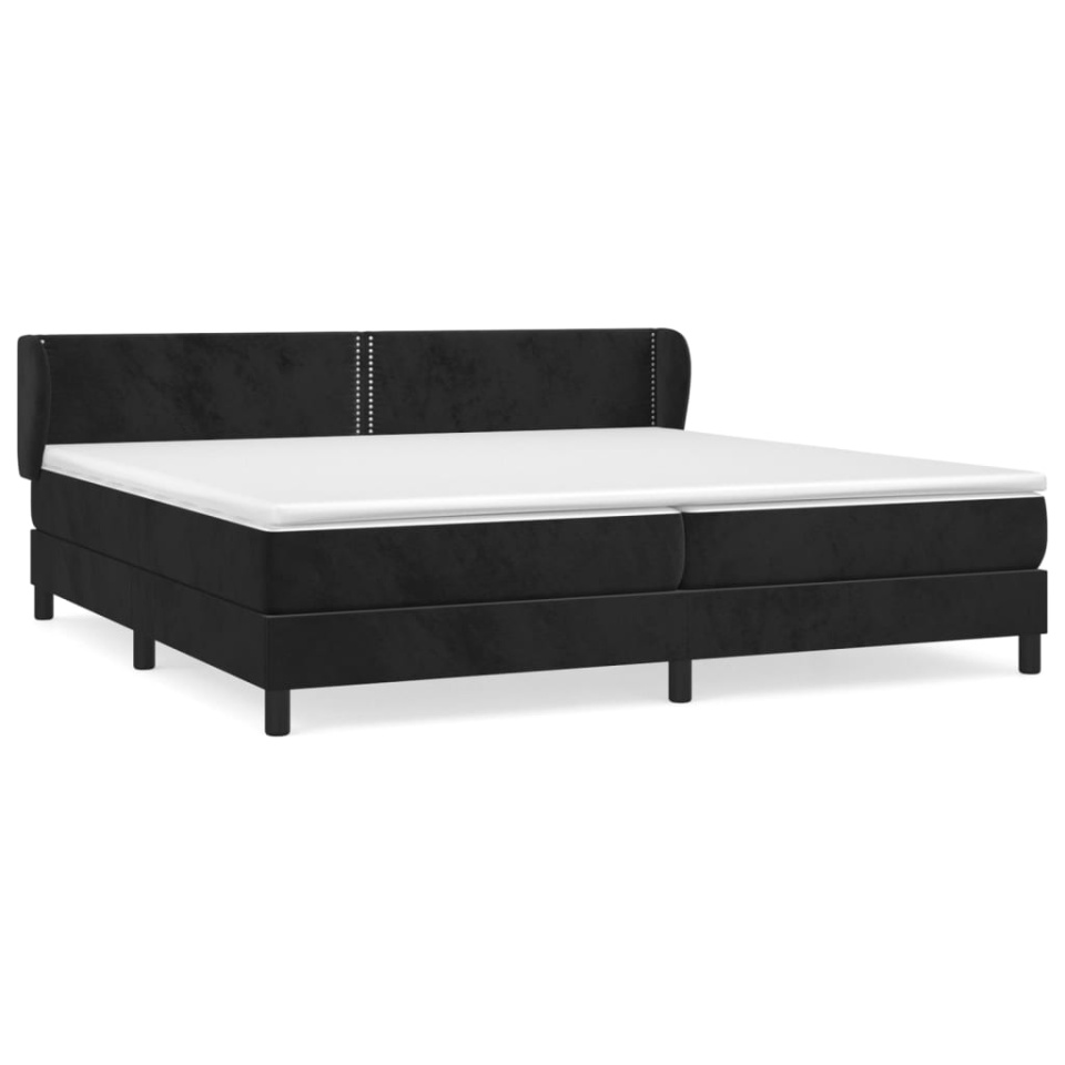 Pat box spring cu saltea, negru, 200x200 cm, catifea - 1 | YEO