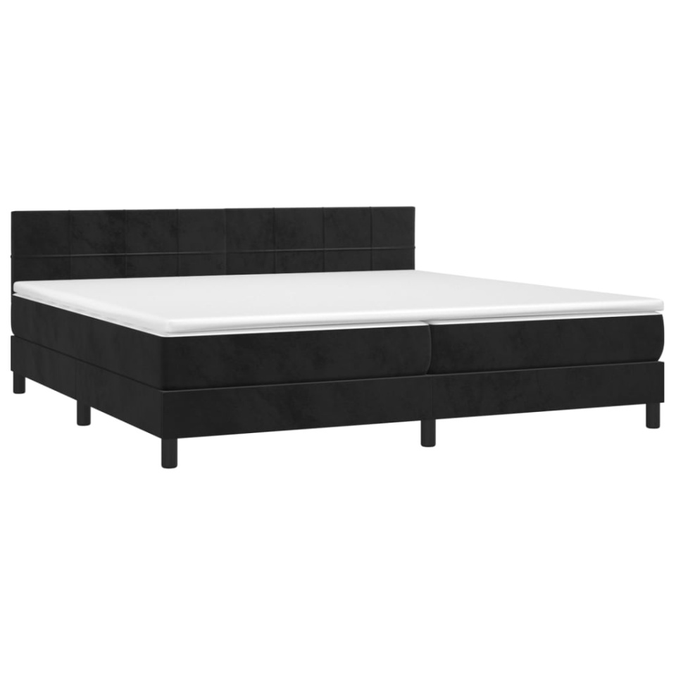 Pat box spring cu saltea, negru, 200x200 cm, catifea - 2 | YEO