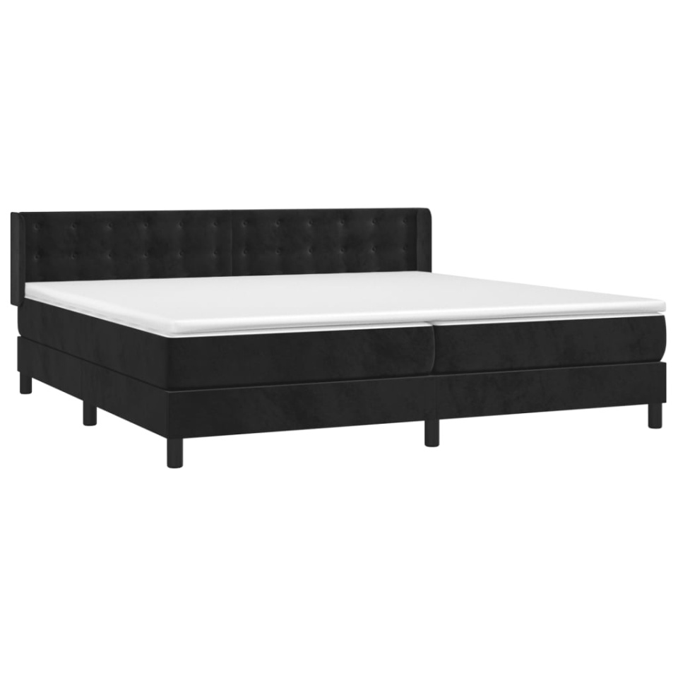 Pat box spring cu saltea, negru, 200x200 cm, catifea - 2 | YEO