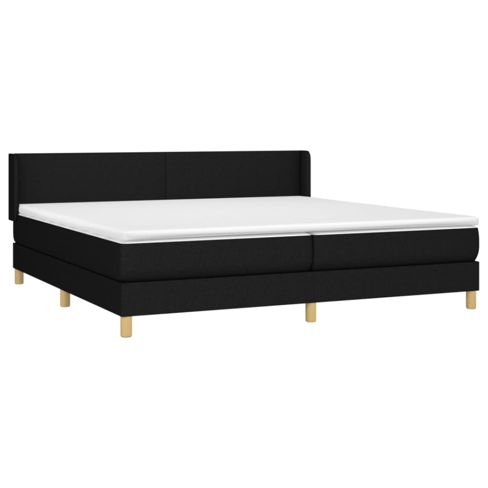 Pat box spring cu saltea, negru, 200x200 cm, textil - 2 | YEO