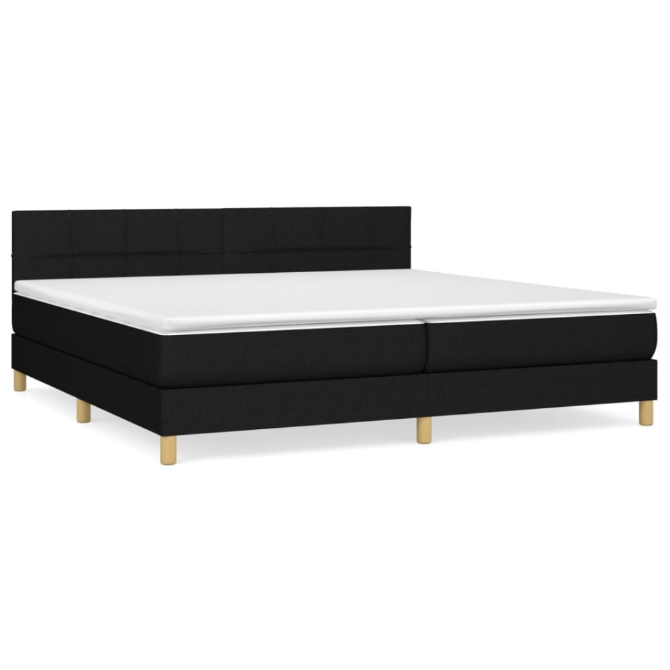Pat box spring cu saltea, negru, 200x200 cm, textil - 1 | YEO