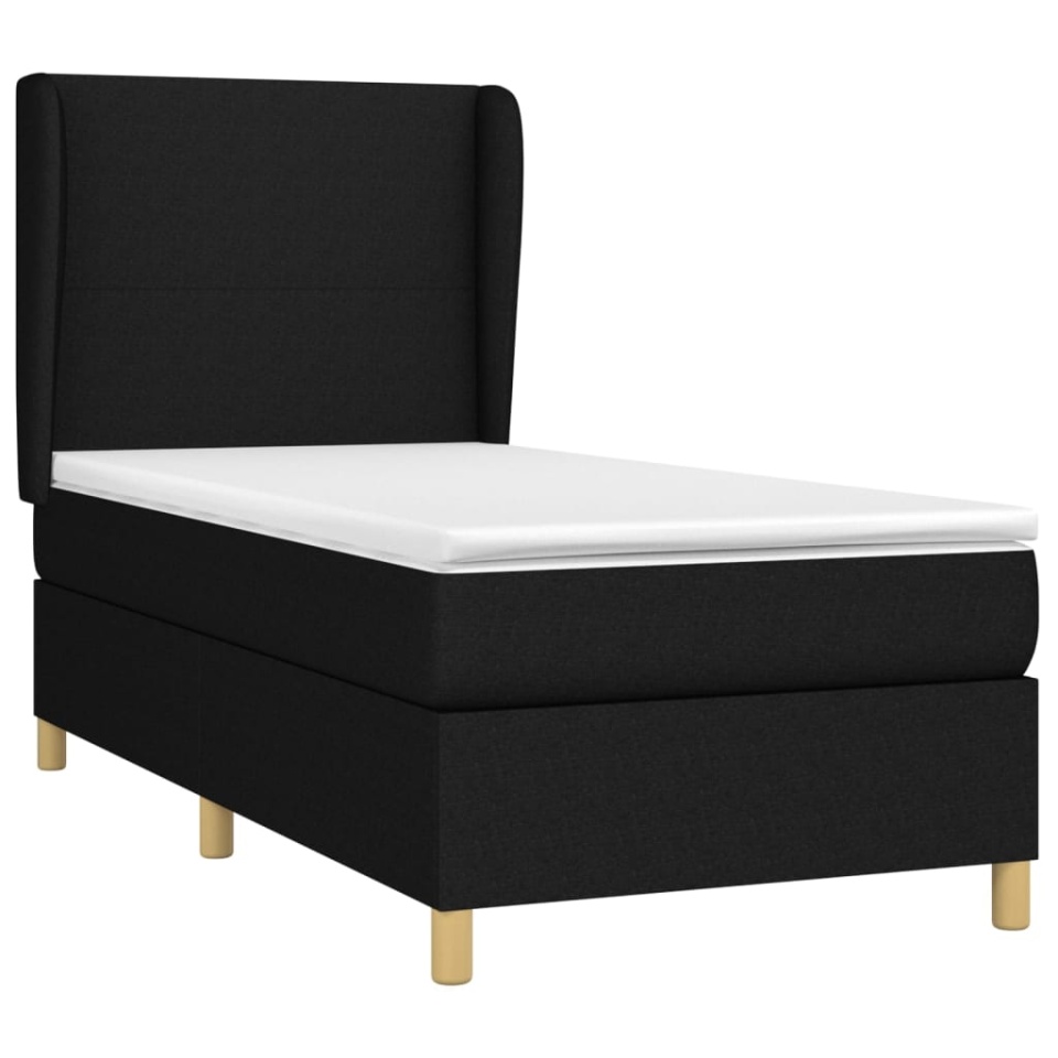 Pat box spring cu saltea, negru, 80x200 cm, textil - 2 | YEO
