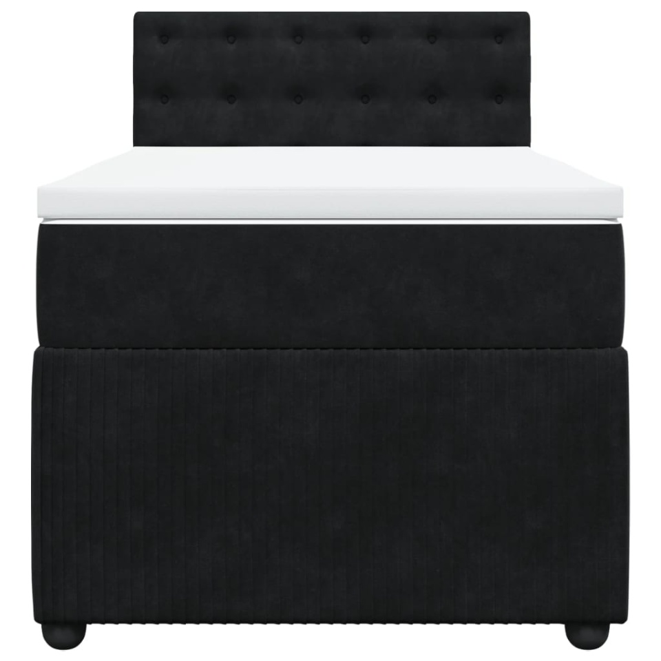 Pat box spring cu saltea, negru, 90x190 cm, catifea - 3 | YEO