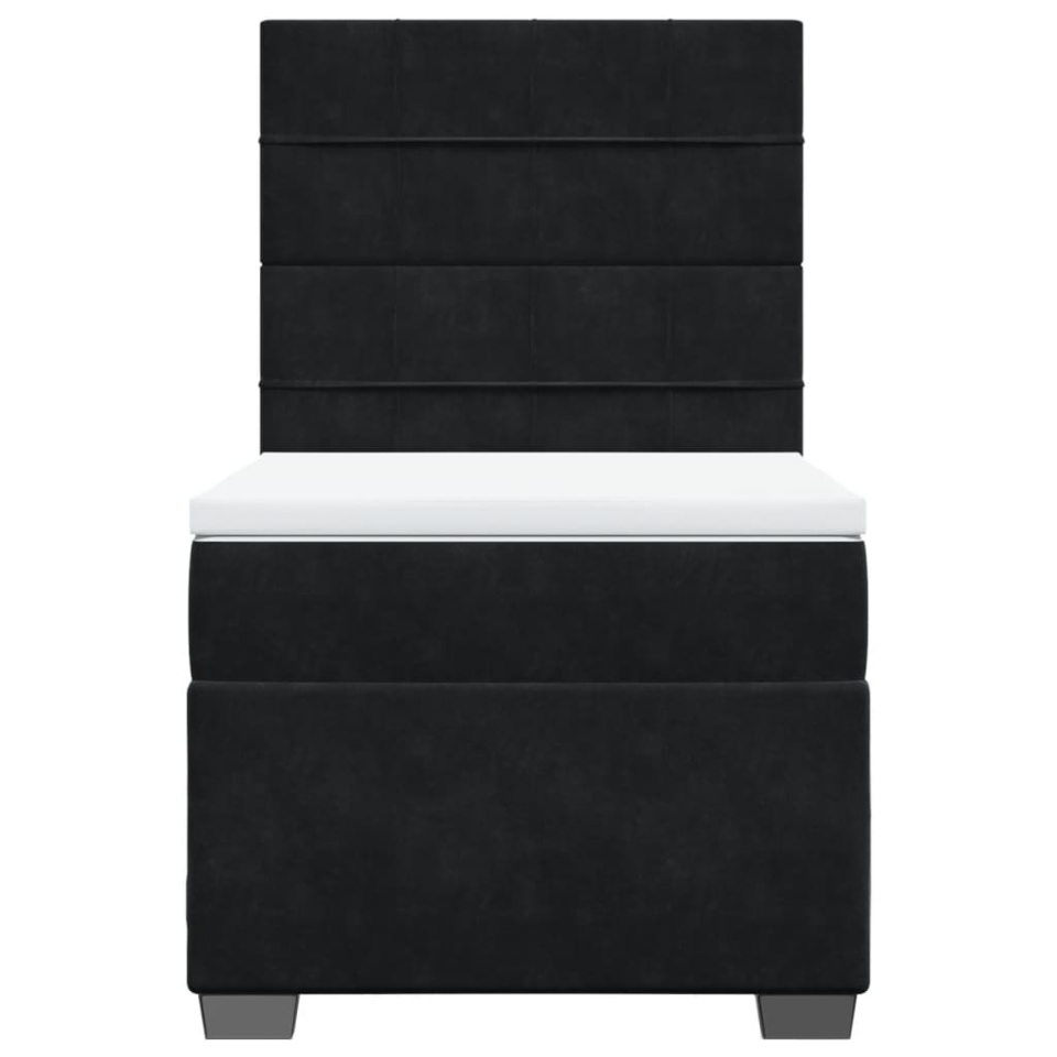 Pat box spring cu saltea, negru, 90x200 cm, catifea - 4 | YEO
