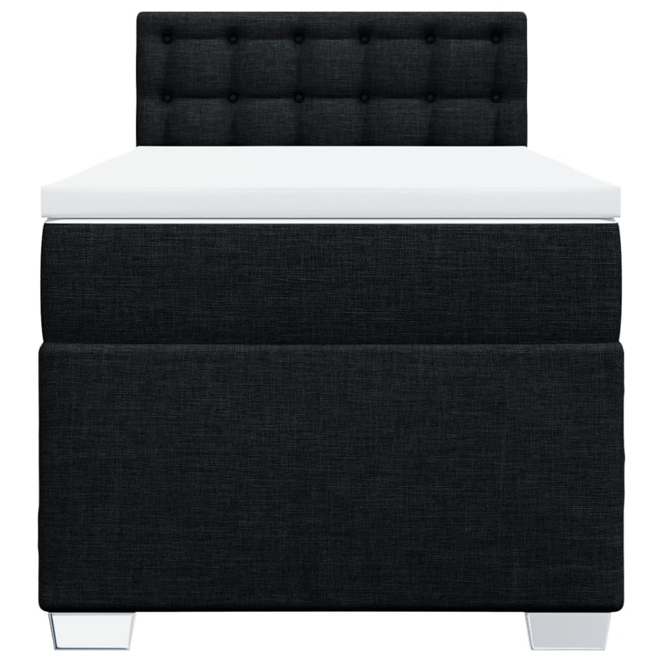 Pat box spring cu saltea, negru, 90x200 cm, textil - 3 | YEO