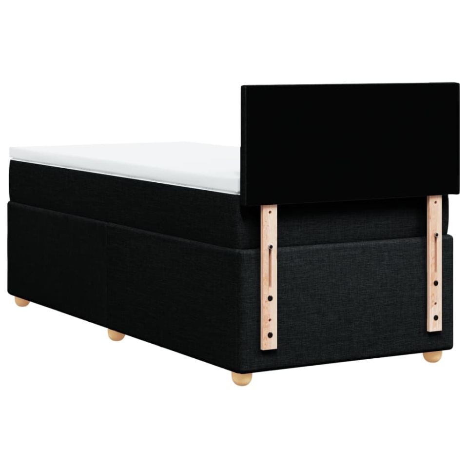 Pat box spring cu saltea, negru, 90x200 cm, textil - 4 | YEO