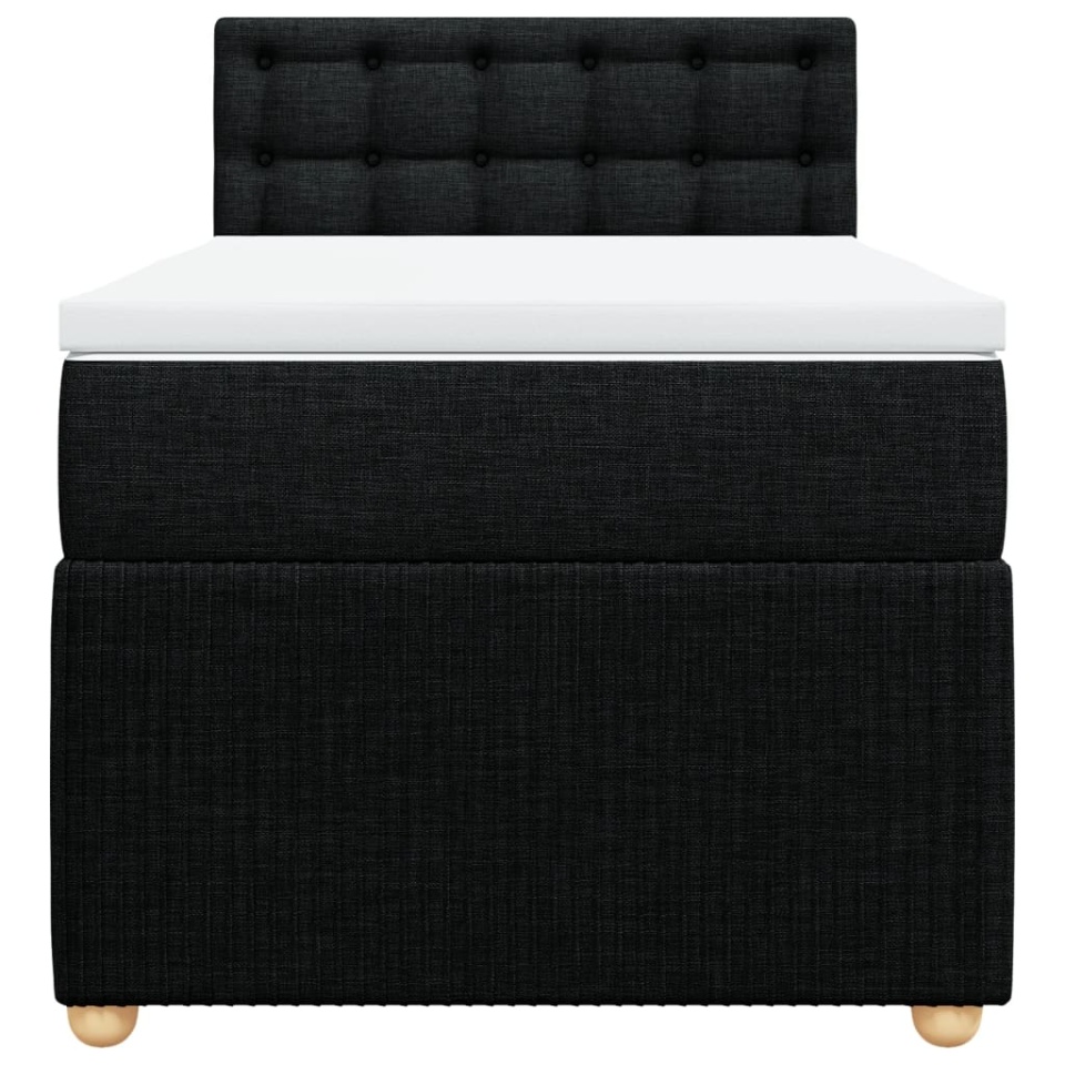 Pat box spring cu saltea, negru, 90x200 cm, textil - 4 | YEO
