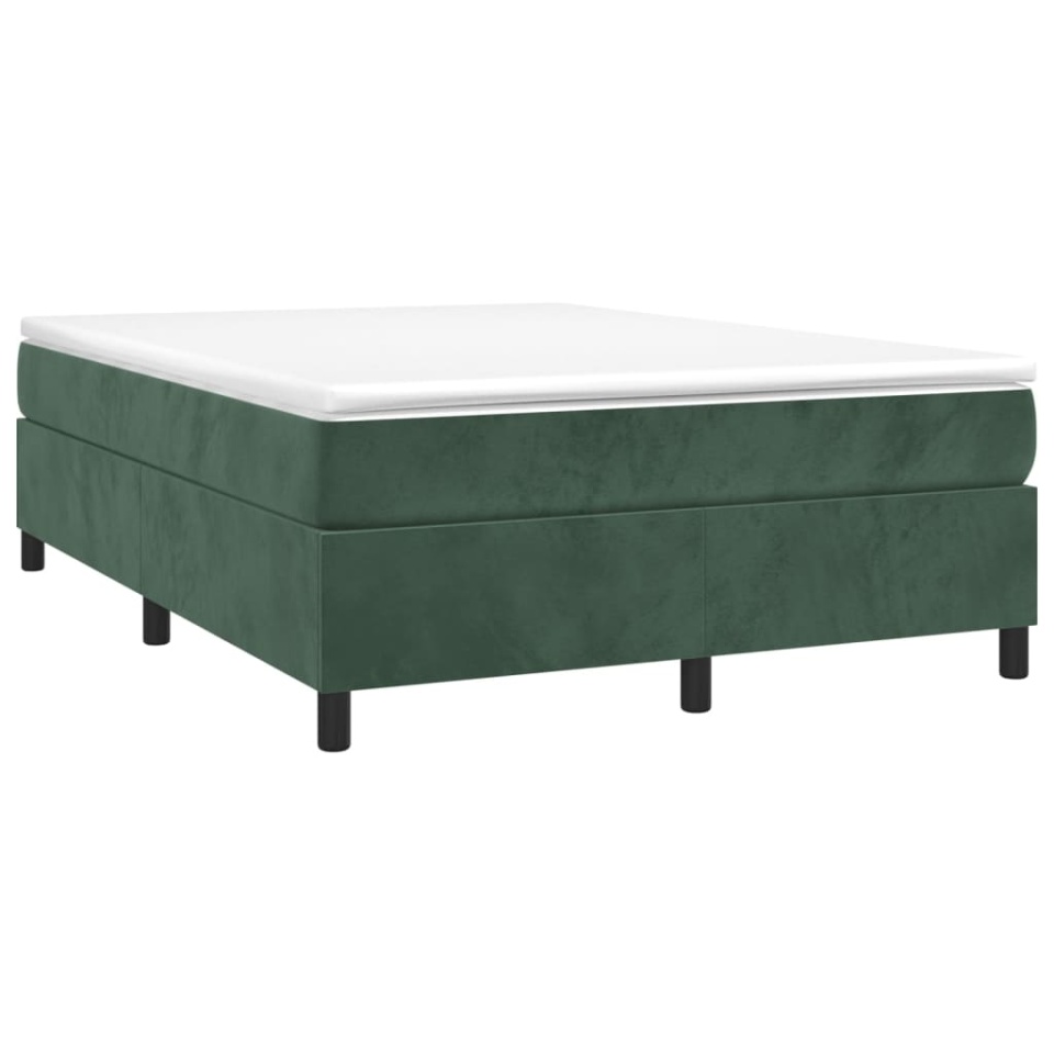 Pat box spring cu saltea, verde închis, 140x200 cm, catifea - 2 | YEO