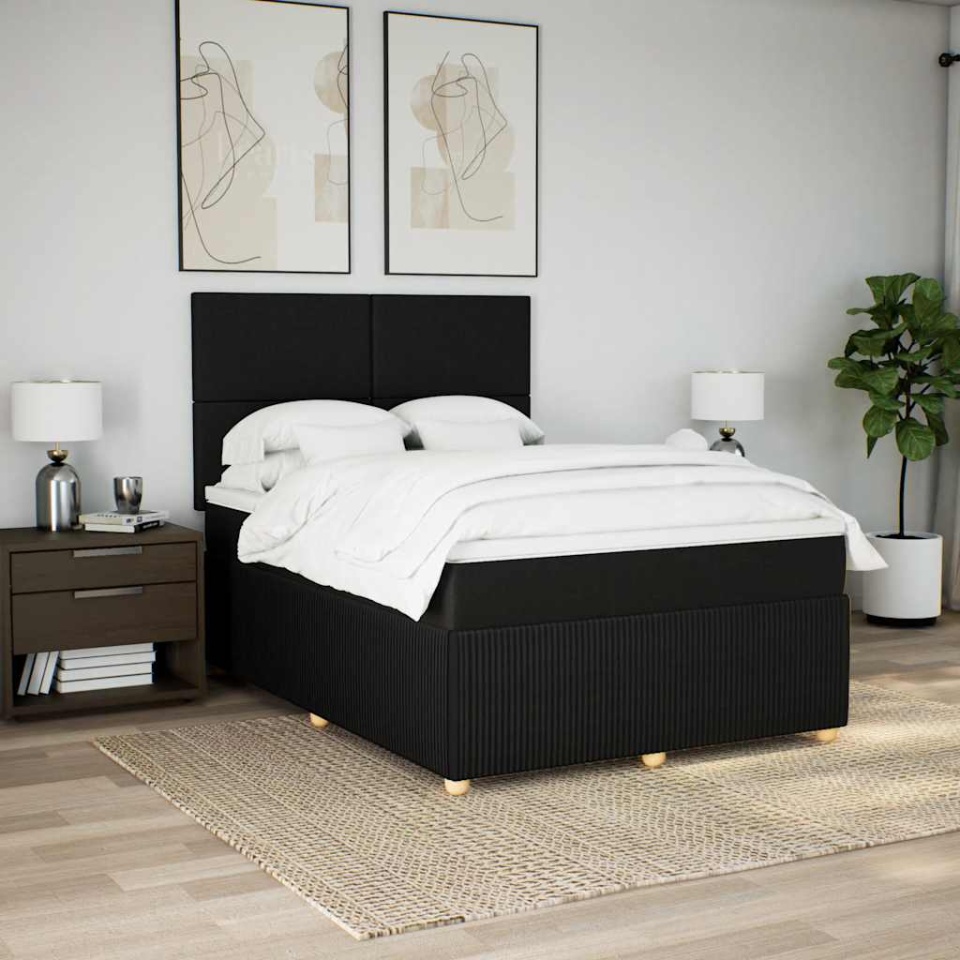 Pat continental cu saltea, gri închis, 160x200 cm, țesătură - 2 | YEO