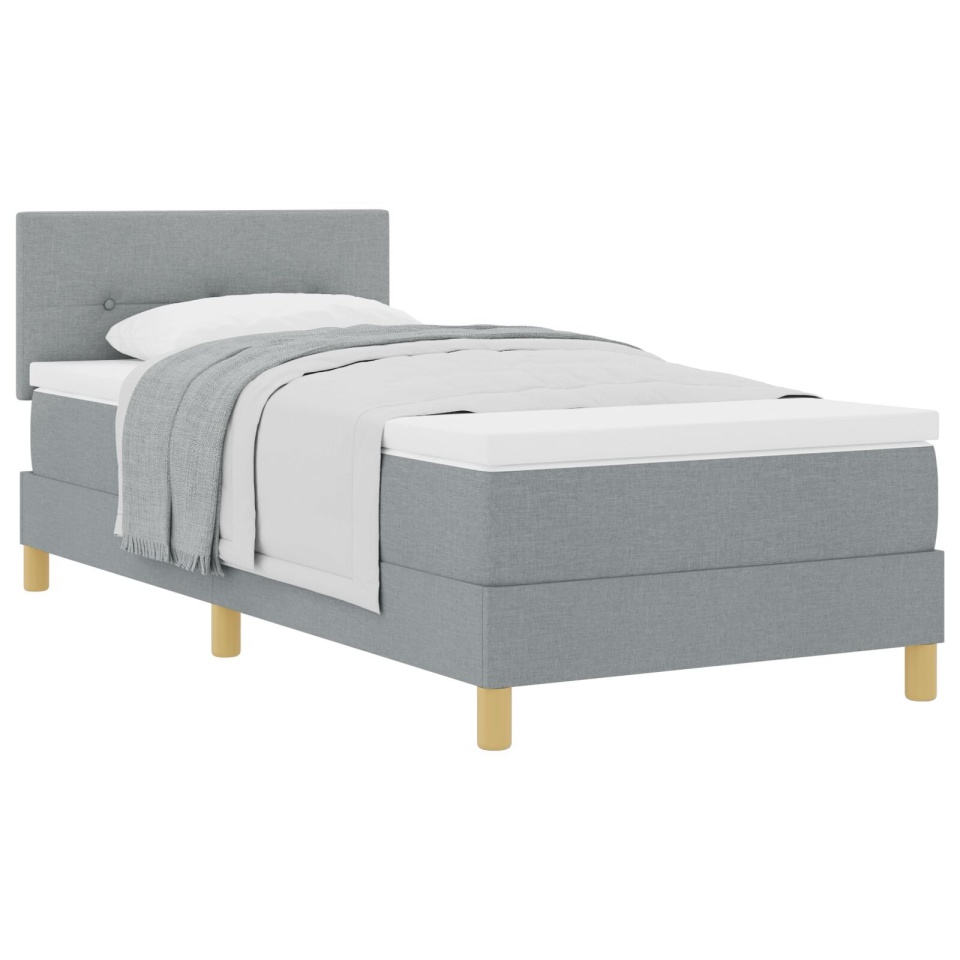 Pat cu arcuri cu saltea Gri deschis 90x200 cm Țesătură - 1 | YEO