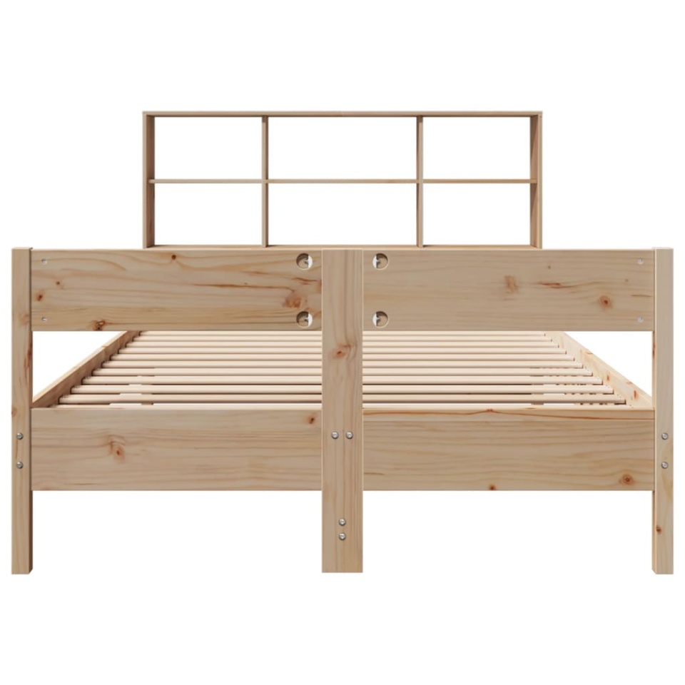 Pat cu bibliotecă fără saltea, 140x190 cm, lemn masiv de pin - 3 | YEO