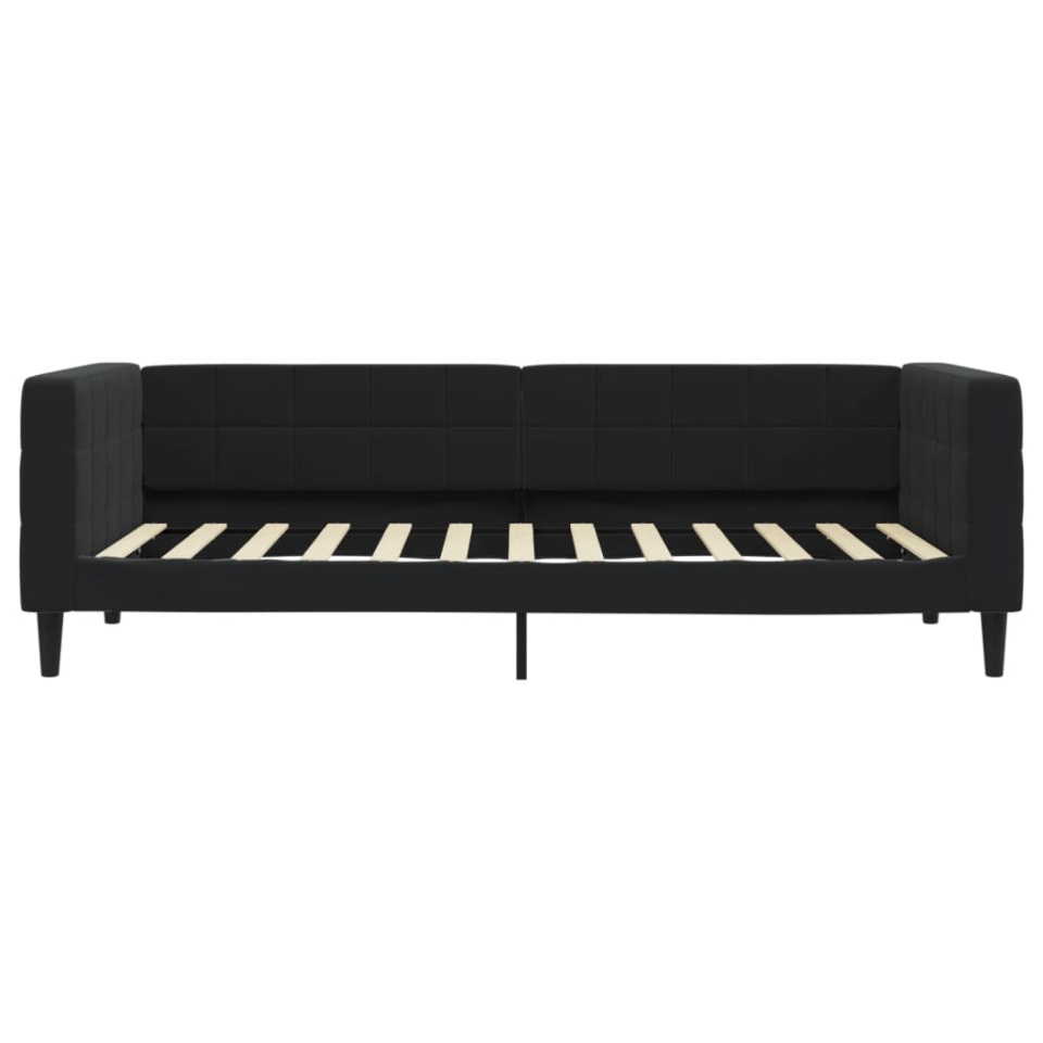 Pat de zi cu saltea, negru, 90x200 cm, catifea - 3 | YEO