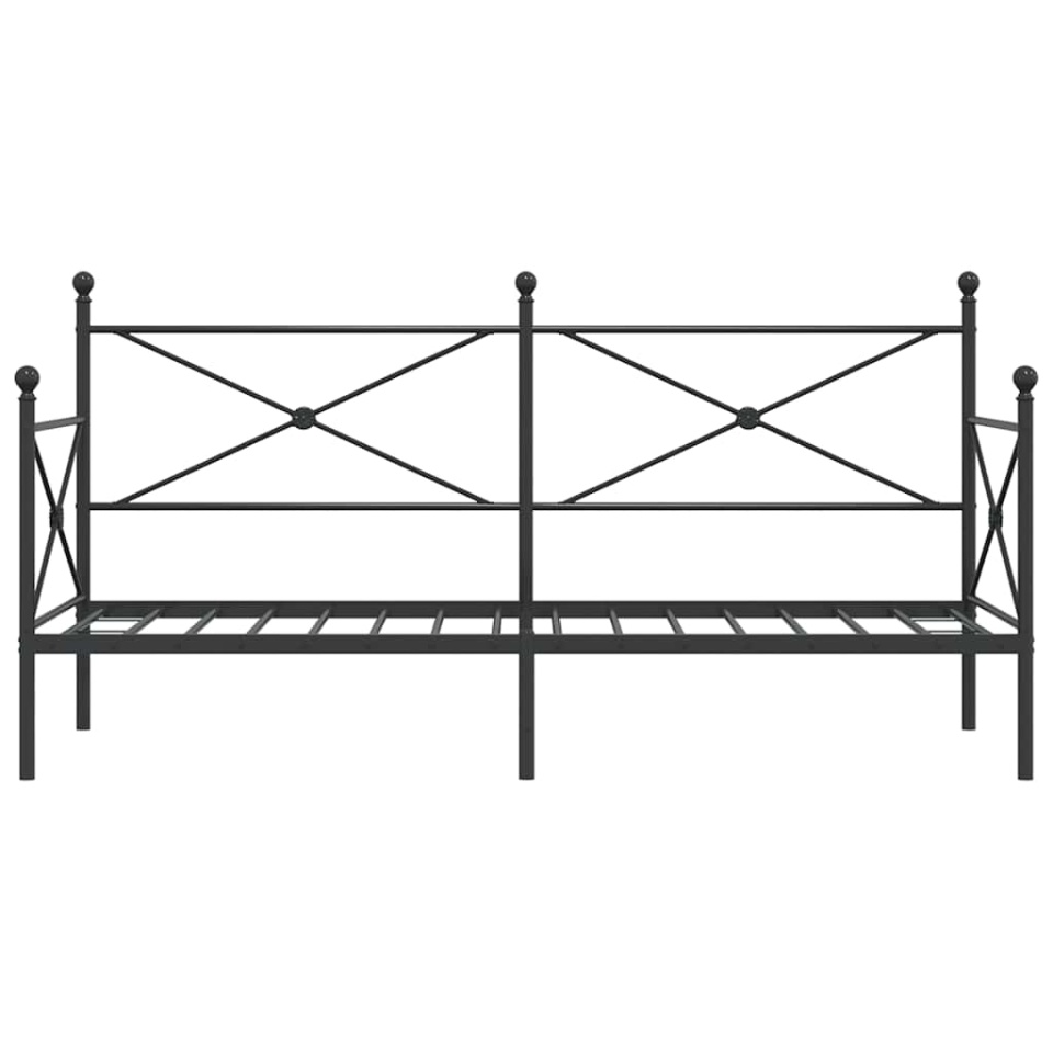 Pat de zi fără saltea Negru 80x200 cm Oțel