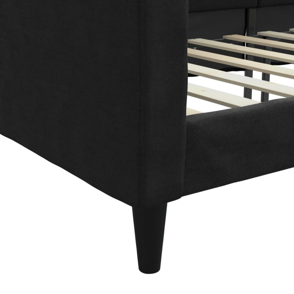 Pat de zi, negru, 90x200 cm, material textil - 4 | YEO