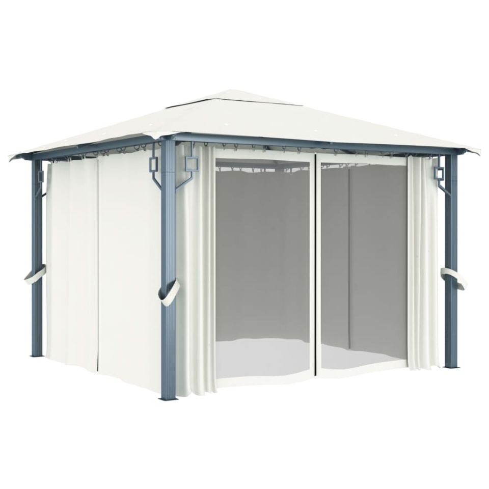 Pavilion cu perdele, crem, 300 x 300 cm, aluminiu - 1 | YEO