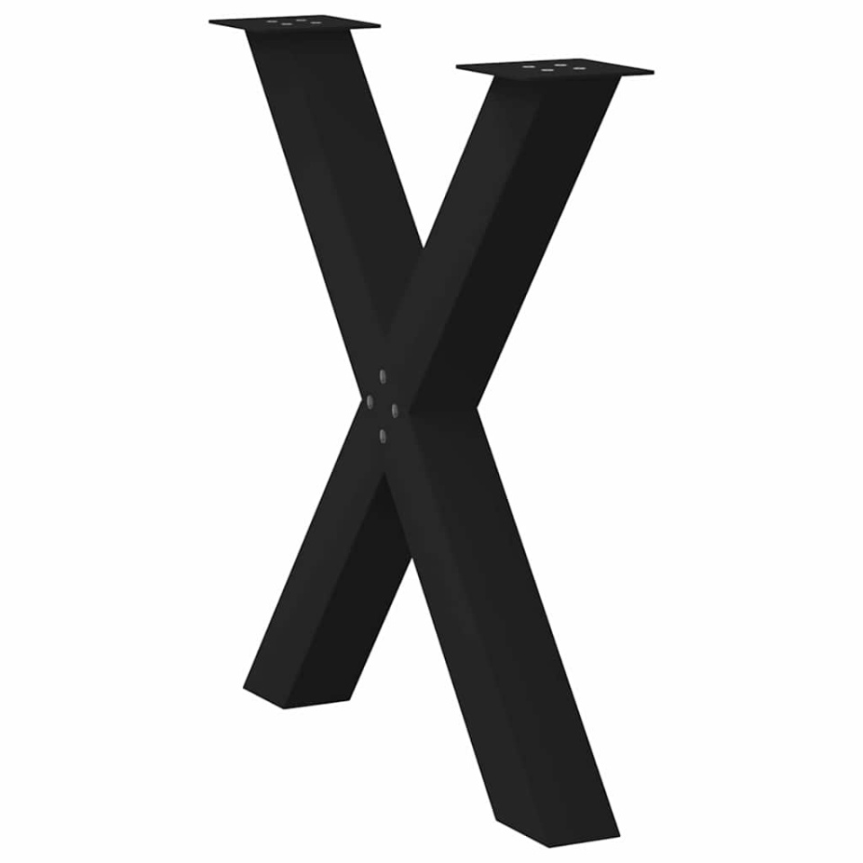 Picioare pentru masă în formă X 3 buc Negru 70x(72-73) cm Oțel - 3 | YEO
