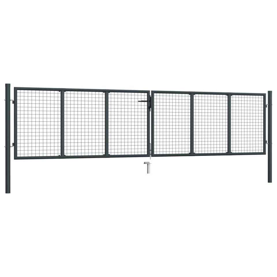 Poartă de grădină din plasă, gri, 400 x 150 cm, oțel galvanizat - 1 | YEO