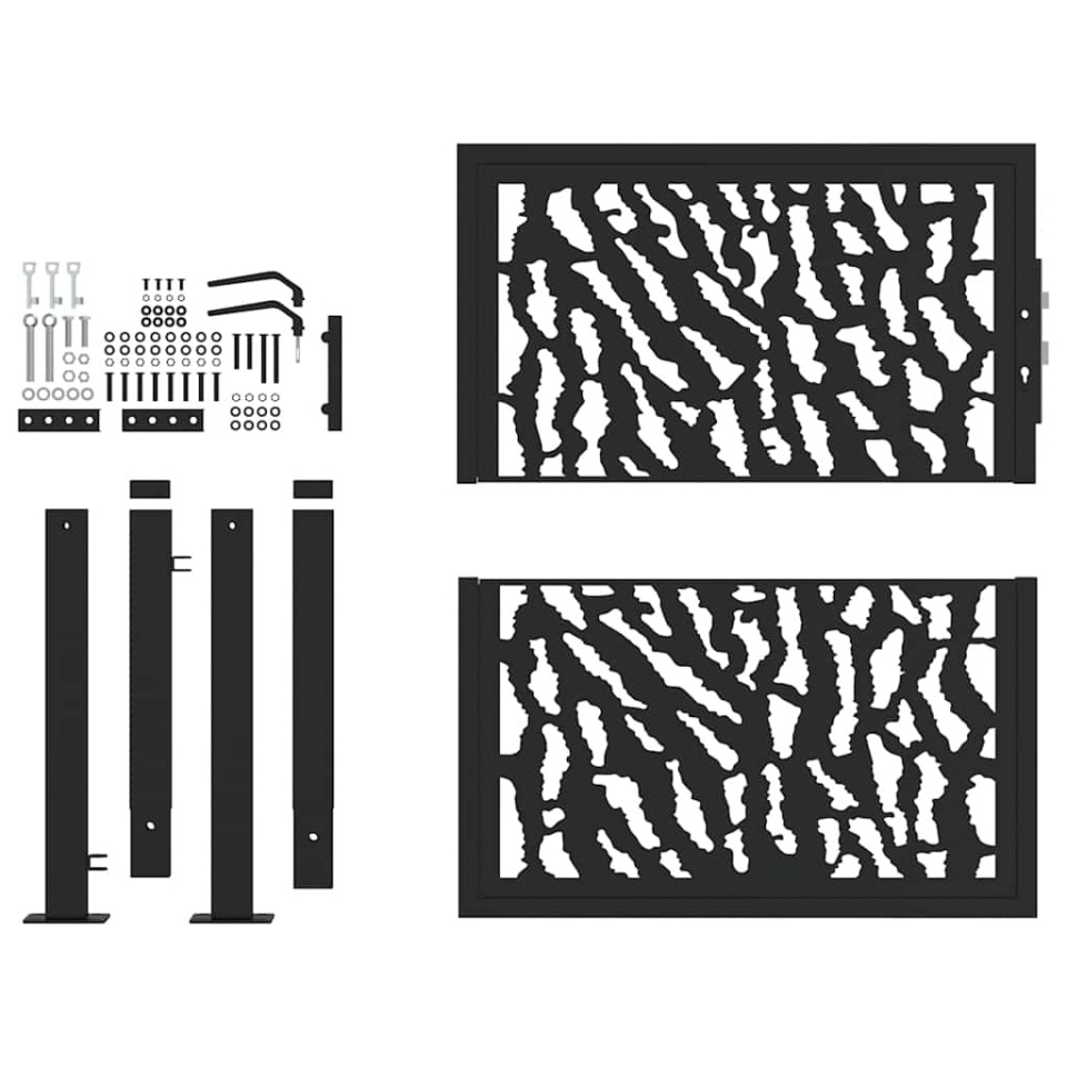 Poartă de grădină neagră 105x105 cm Design cu urme de oțel - 3 | YEO