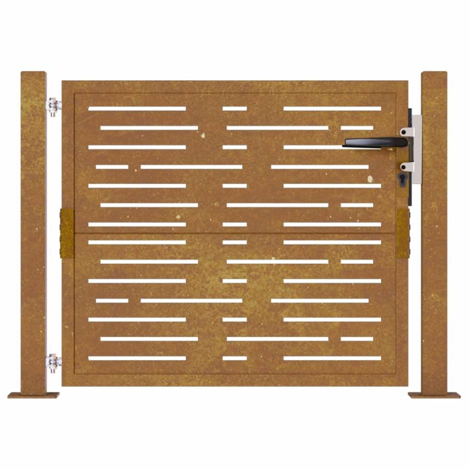 Poartă pentru grădină, 105x105 cm, oțel corten, dreptunghiuri - 3 | YEO