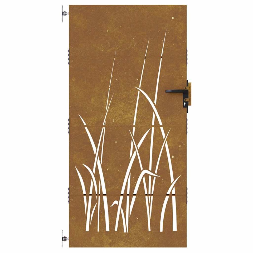 Poartă pentru grădină, 85x200 cm, oțel corten, model iarbă - 3 | YEO