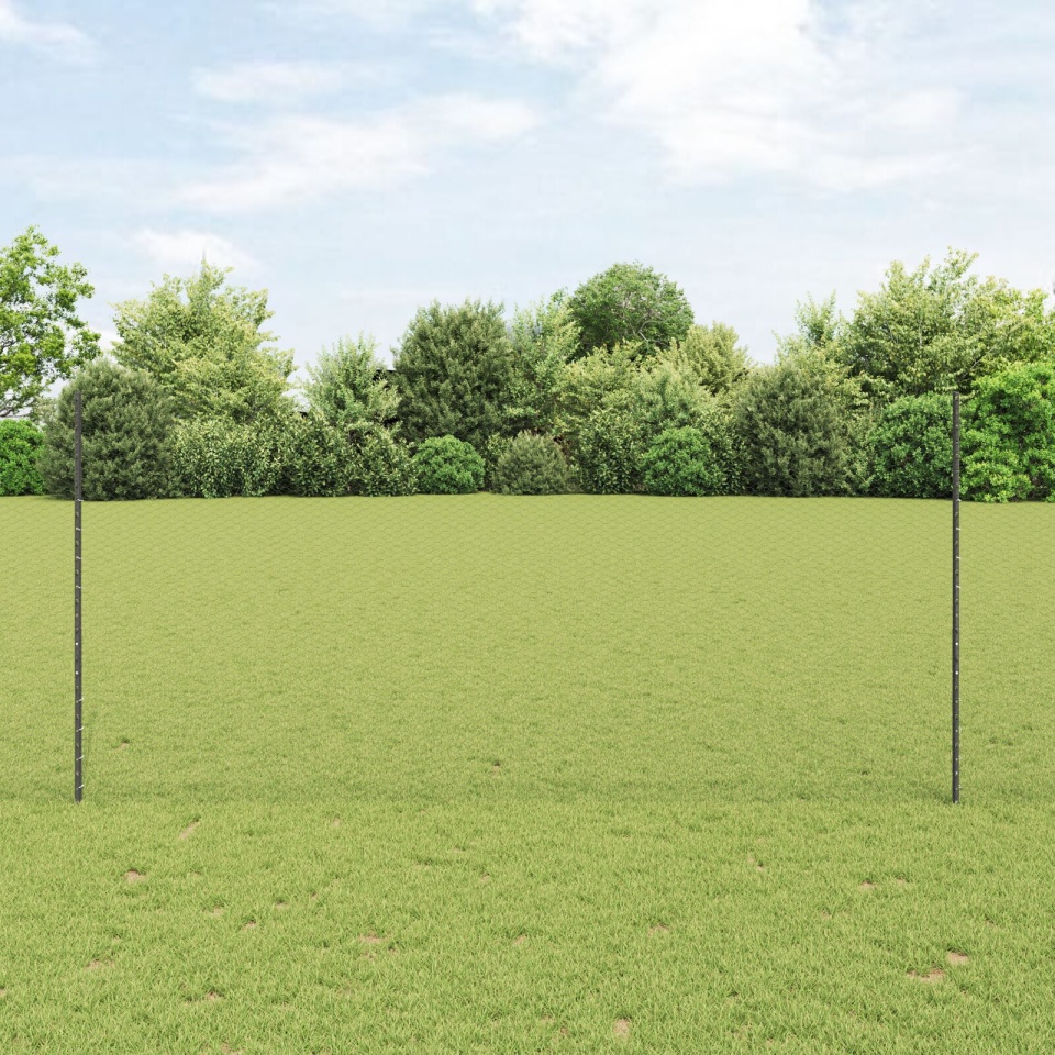 Posturi de Gard 22 pcs U-Channel Gri 140 cm Oțel, Gard Hexagonal Gri 1,4x25 m Oțel