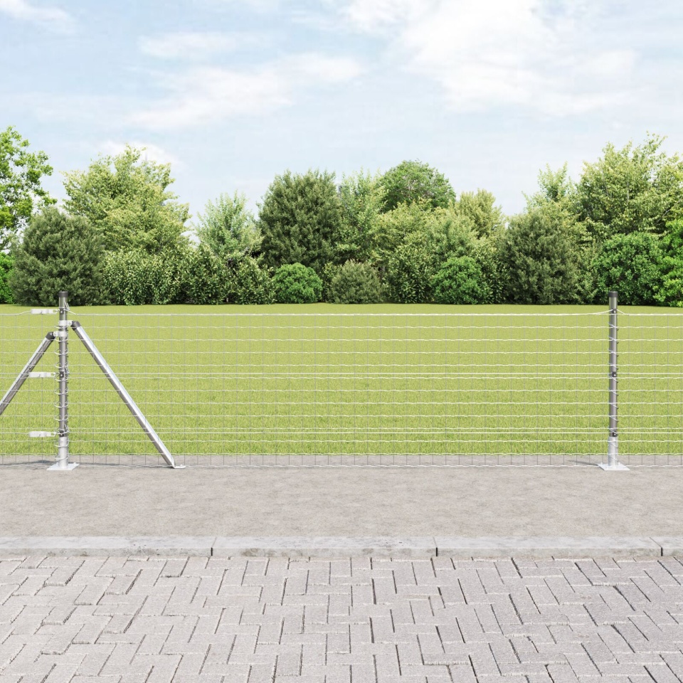 Posturi de gard cu plăci de bază 52 buc Ø32mm 70cm Oțel galvanizat