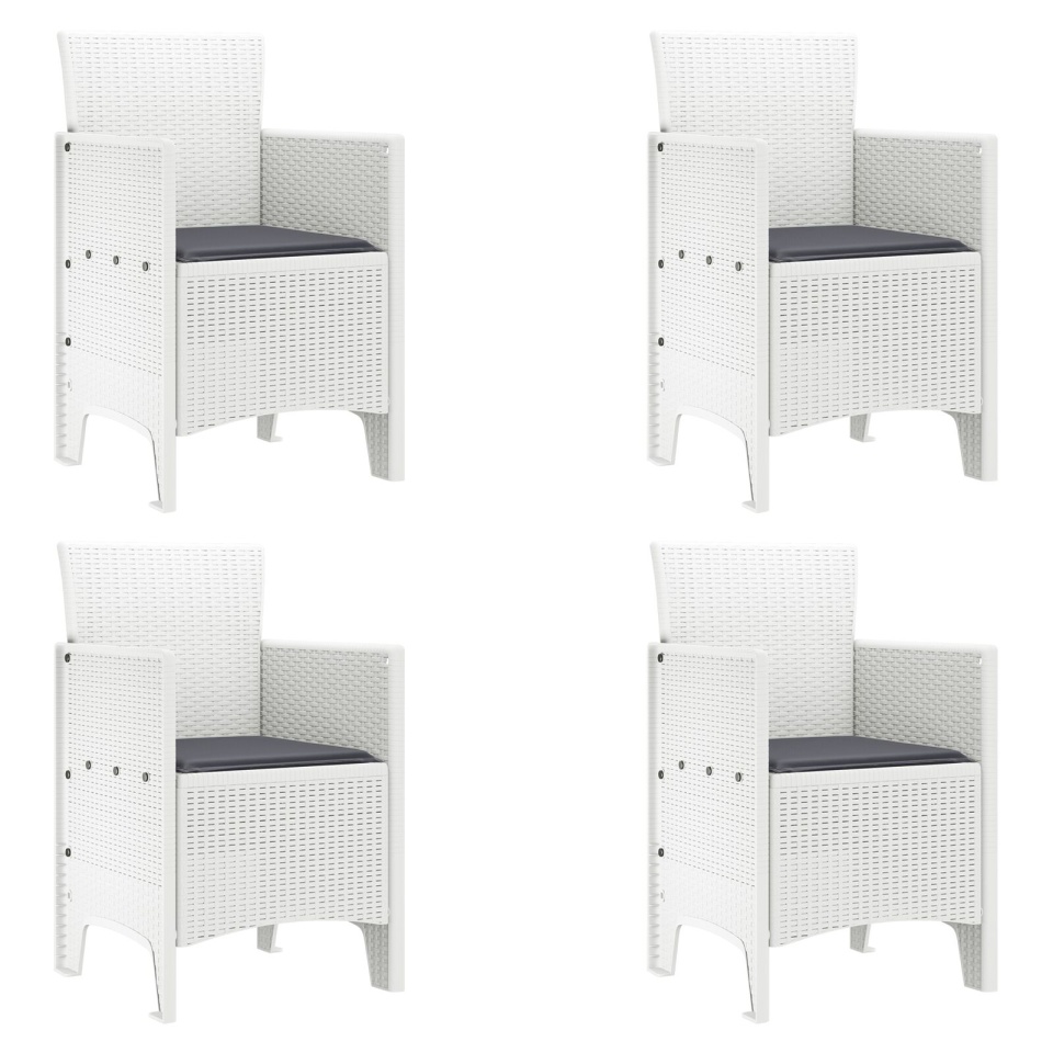 Scaun de grădină Set de 4 Alb, Antracit Plastic, Poliester - 1 | YEO