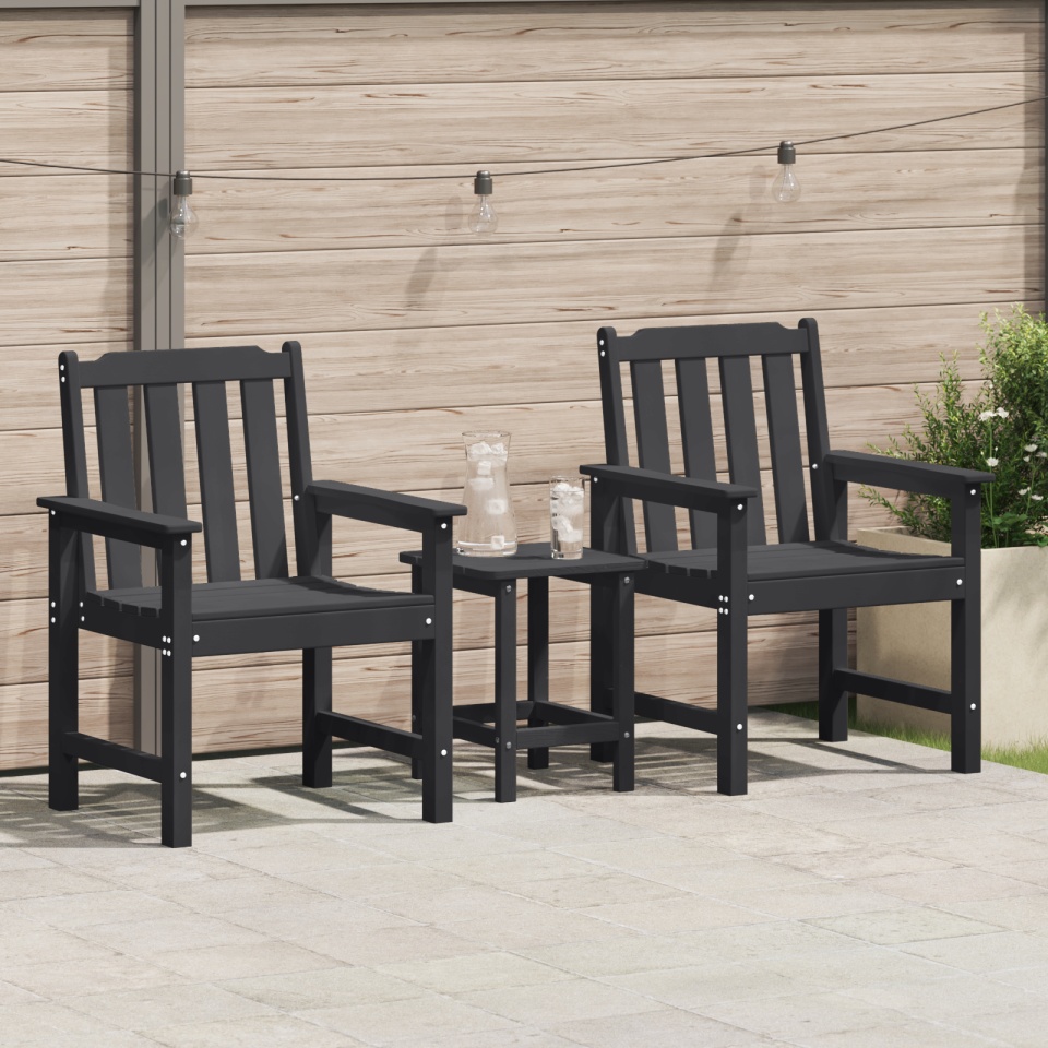 Scaune de dining 2 buc Negru HDPE