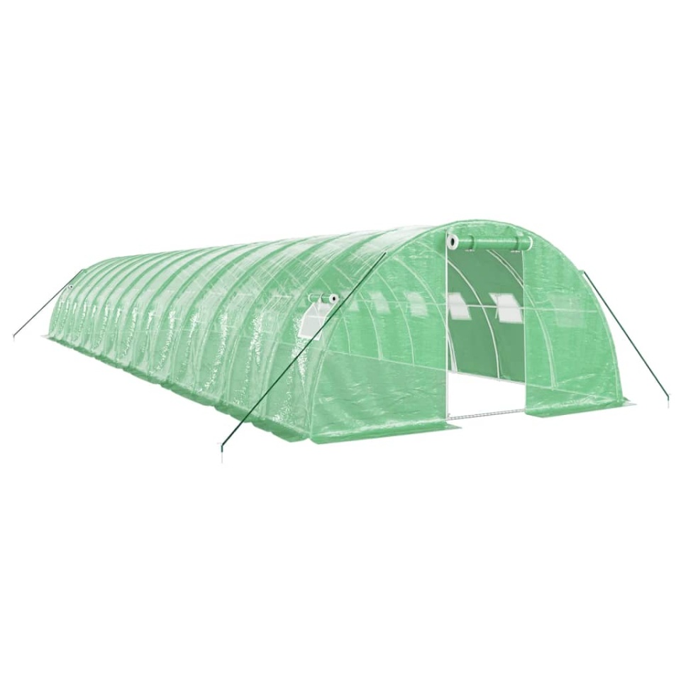 Seră cu cadru din oțel, verde, 56 m², 14x4x2 m - 1 | YEO