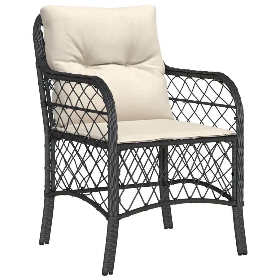Set bistro cu perne, 3 piese, negru, poliratan - 2 | YEO
