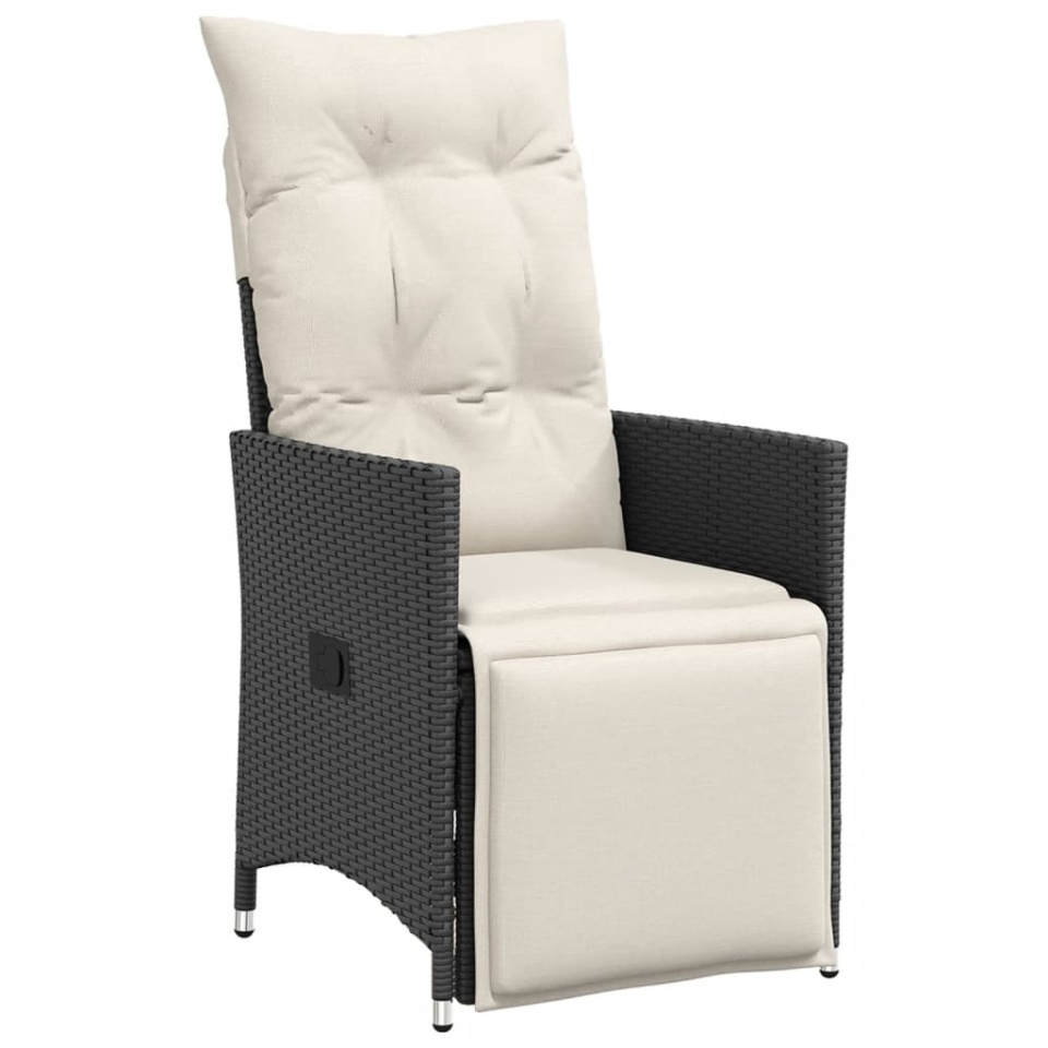 Set bistro cu perne, 3 piese, negru, poliratan - 3 | YEO