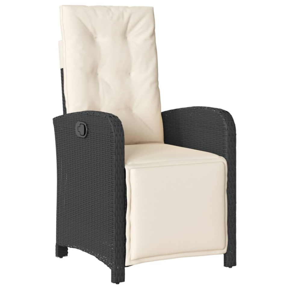 Set bistro cu perne, 3 piese, negru, poliratan - 2 | YEO
