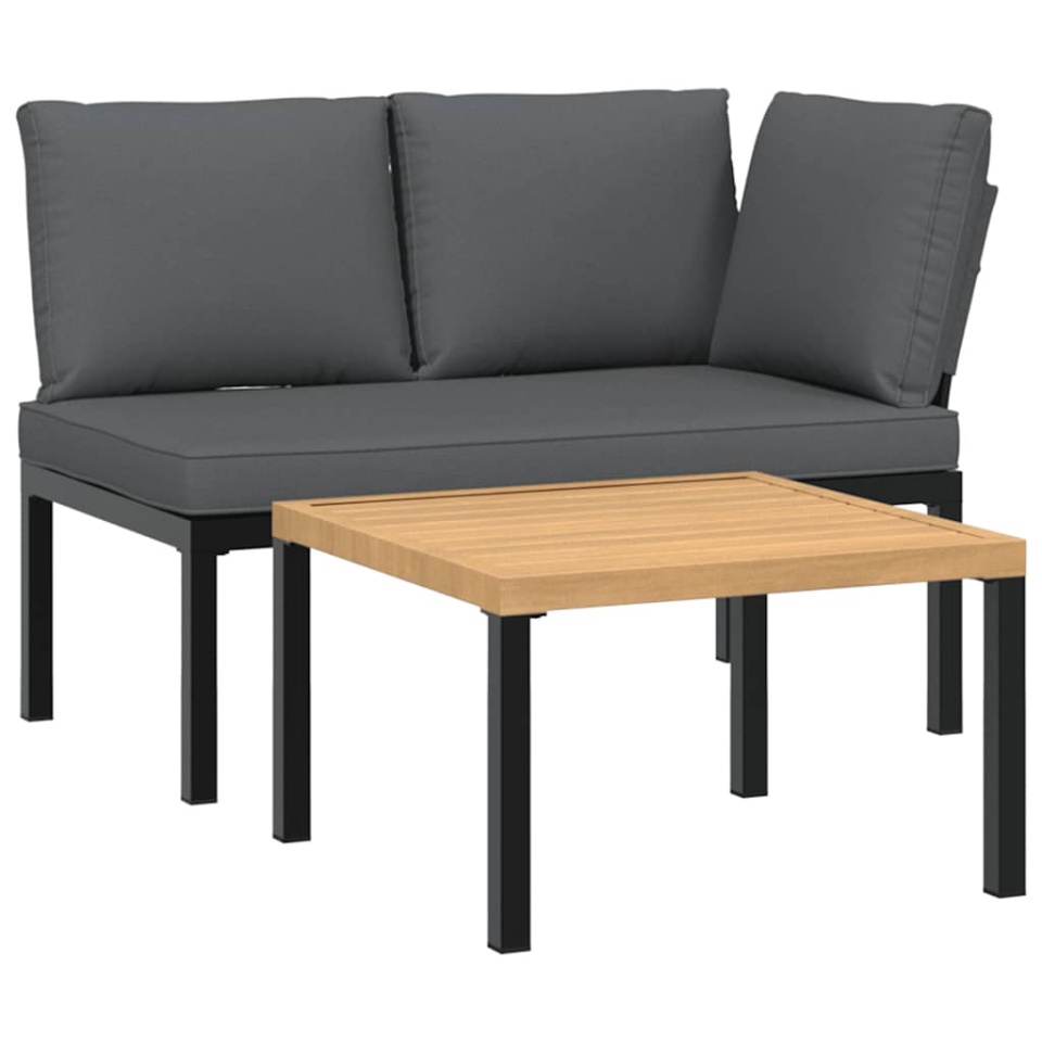Set canapea de grădină, 2 piese, cu perne, negru, aluminiu - 1 | YEO
