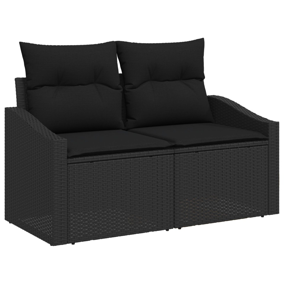 Set Canapea Grădină 7 Piese Negru Poliratan Mobilier Extern - 3 | YEO