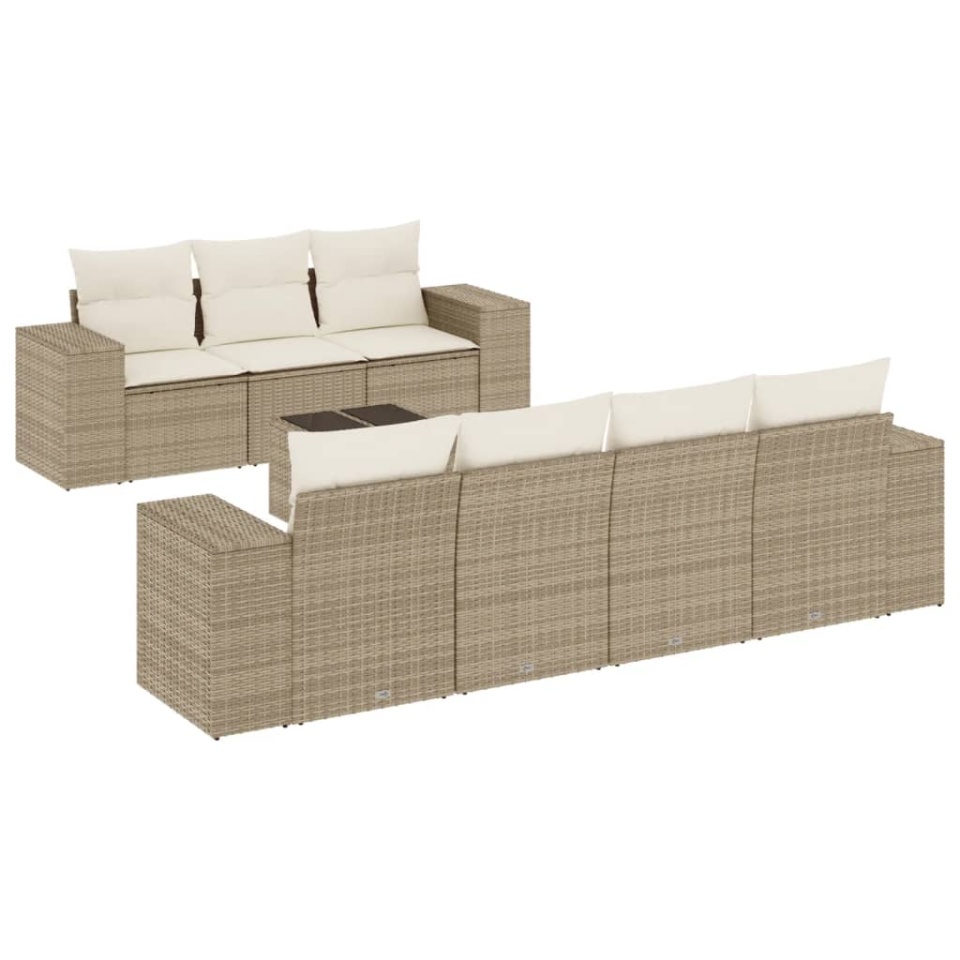 Set canapele de grădină, 8 piese, cu perne, bej, poliratan - 1 | YEO
