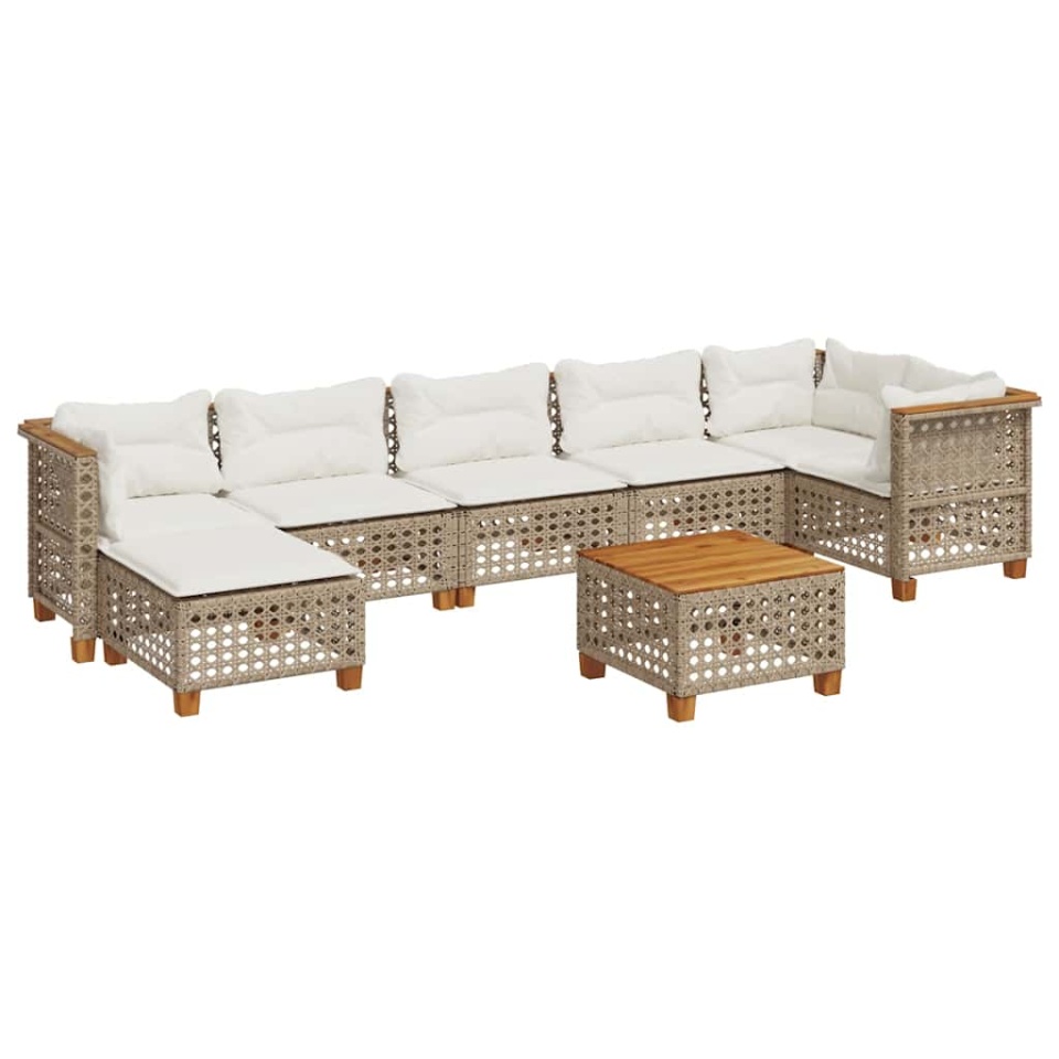 Set canapele de grădină, 8 piese, cu perne, bej, poliratan - 1 | YEO